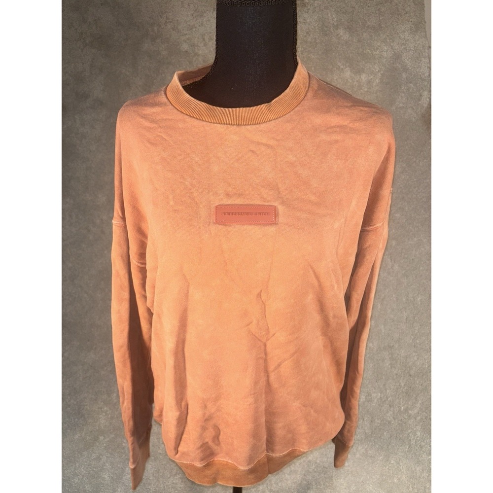 Abercrombie & Fitch Sweater Men medium Orange Pullover Crewneck Sweatshirt Relax